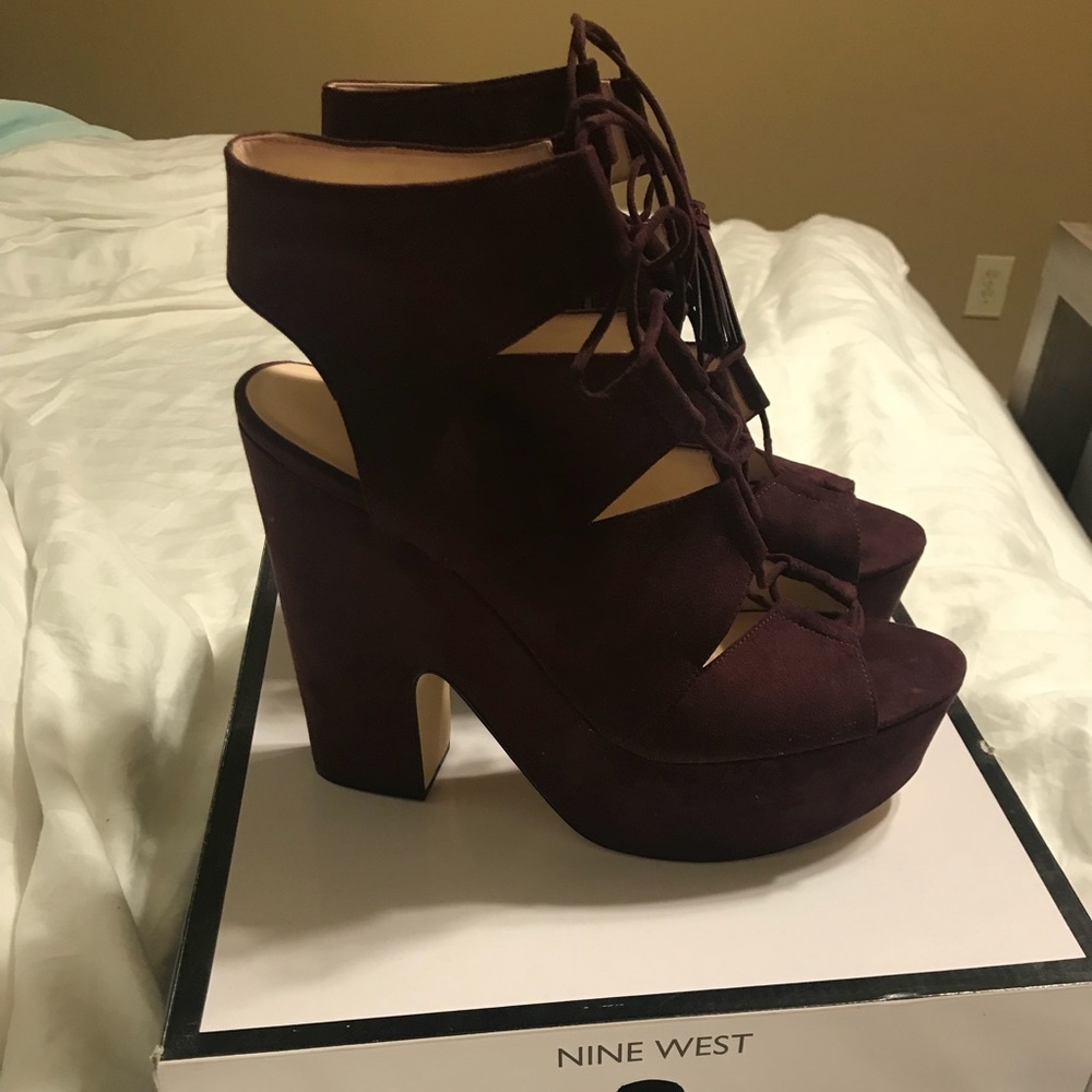 Nine West Burgundy Platform Heels No Box